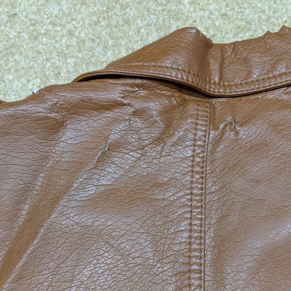 neu look Brown Faux Leather Cropped Jacket - Picture 7 of 9